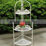 New Folding 3-tier Antirust Flower Wrought Iron Corner Shelf thumbnail-2