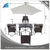 6-Piece Outdoor Patio Rattan Wicker Table Chair and Umbrella Set thumbnail-3