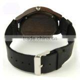 Custom Logo Watch Mens Retro Ebony Watches With Leather Strap thumbnail-3