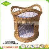 Custom Comfortable Nature Large Handmade 2 Layer Round Willow Wicker Dog Bed thumbnail-3