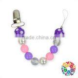 BPA Free Silicone Baby Teething Funny Pacifier Clips Beads Pacifier Holder Clip thumbnail-4