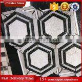 Five Layers Surround White Black Hexagon Marble Stome Mosaic With More Veins thumbnail-1
