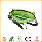 Unisex Messenger Bag and Backpack. Grey Wool-Polyester Mix With Green Details and Lining. Multiple Pockets thumbnail-4