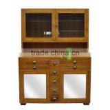 Kitchen Cabinet, Solid Teak Wood Combination With Glass Doors, Natural Color thumbnail-3