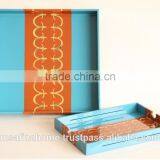 Rectangle Blue and Brown Colored Lacquer Serving Tray thumbnail-1