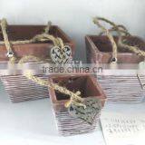 Cement Flower Pot With Rope Handle for Garden Deco thumbnail-1