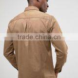 Custom Long Sleeve Spread Collar Twin Chest Pockets Mens Pre-Shrunk 100% Cotton Breathable Comfot Fit Casual Khaki Plain Shirts thumbnail-2