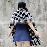 CX-B-65C Hot Sale Knitted Fur Blanket Scarf Shawl Rex Rabbit Fur Dresses Blanket Scarf Pockets thumbnail-3
