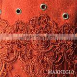 2015 High Quality Fashion Leather and Lace Splicing Vintage Style Dress With Belt thumbnail-3