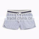 MGOO Hot Sale Women Summer Blue Striped Shorts Sports Running Cotton Drawstring Short Pants thumbnail-3