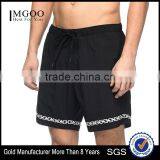 Black And White Nylon Elastic Waist Board Shorts Customize Chain Link Screen Print Graphics Swim Shorts 100% Nylon Zipper thumbnail-1