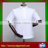 OEM 100% Cotton White High Neck Casual Clothing Short Sleeve Polo Neck Plain Shirt for Man thumbnail-3