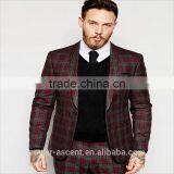 2016 Men's Red Tartan Check Slim Fit Suit Jacket thumbnail-1