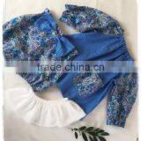 Summer Boutique Blue Floral Fresh Baby Girl Shorts Cotton Bow Shorts thumbnail-2