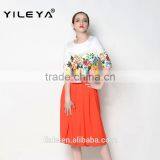 Hot Sell o Neck Floral Half Sleeve Latest Skirt and Blouse for Women thumbnail-1