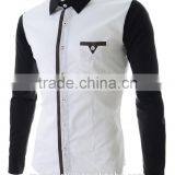2017 Latest Designer Contrast Collar and Sleeve Slim Fit Dress Men Shirt thumbnail-1