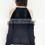 Woman New Stylish Long Hollow Out Sleeve Design High Quality Custom Sweaters for Autumn thumbnail-4