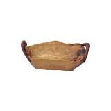 Delicately Hand Carved Wooden Large Flat Cut Bowl With Two Handles