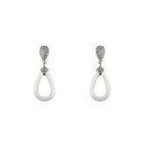 White Teardrop Ceramic Earrings With 925 Sterling Silver , Pear Shape CSE0545