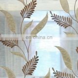 Cream Leaf Floral Embroidery Sheer Poly Linen fabric