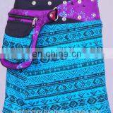 Deep Sky Blue Trivial Print Cotton Fabric Gypsy Wrap Around Skirt With Bag Belt HHCS 140 E