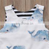 2018 New Design Romper Sleeveless Jumpsuit Whale Printed One Piece Newborn Boy Girl Summer Romper thumbnail-3