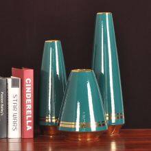 Light Luxury Chimney Creative Gild White Green Ceramic Plant Vase For Dry Flower Decor thumbnail-4