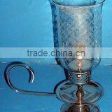 Metal Hurricane Lamp With Glass Chimney thumbnail-5