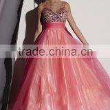 Hot Sale Elegant and Beautiful Organza Prom Dress With Colorful Beading and Tank High Quality V-Neck A-Line Prom Dress thumbnail-5