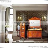 Brown color oak bathroom cabinet with marble top with mirror