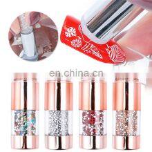 Hot Sell Nail Tools Stamping Plate Pattern Transfer Tool Crystal Diamond Double Head handle Silicone nail art stamper set