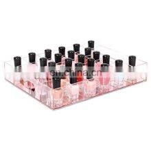 Rose Gold Acrylic Nail Polish Organizer Modern Acrylic Tray With Grid for Nail Polish Bottle