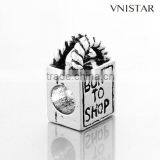 Vnisatr Antique Silver Plated Handbag Shaped European Beads Jewelry With Born to Shop Stamped Fit for Bracelet Pbd2391 thumbnail-2