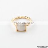 gold cream square resin ring