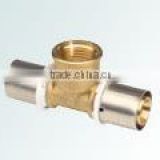 female tee press brass fitting for pex pipe