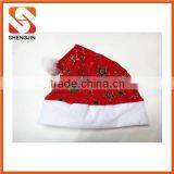 SJ-6731 30*40 Red Velvet Christmas Hat Gold Snowflake Print Santa Hat thumbnail-2