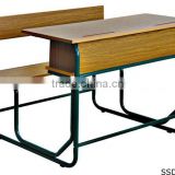 Wood Double School Desk and Bench Set