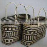 Woven Bamboo Shopping Basket multi color