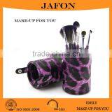 Leopard cylinder case makeup brushes 7 pieces with nylon brush heads