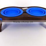 Collapsible Double Silicone Pet Bowl 100% Food Grade Non-toxic Foldable thumbnail-1