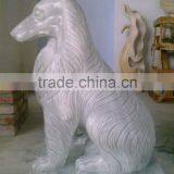 Stone Dog Statues White Marble Stone Hand Carved Sculpture thumbnail-3