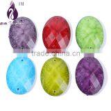 17*24MM Witn 2holes Sew on Resin Rhinestone , Resin Cabochon Oval Shape Mix Color Factback Resin Beads thumbnail-2