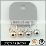 Wholesale clip on earrings sticker silver and gold double ball earrings                        
                                                                                Supplier's Choice