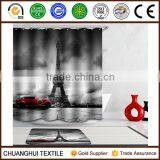 Polyester Material 3D Printed Eiffel Tower Customized Shower Curtain thumbnail-1