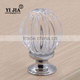 1 3/8 Inch Zinc Alloy Chrome Plated Clear Pumpkin Shape Glass Knob