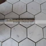 Big Hexagon Bianco White Carrara Marble Mosaic Tile 12x12 thumbnail-3