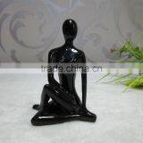 Black Resin Abstract Modern Yoga Lady Sculpture thumbnail-1