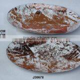 Cast Aluminium Oval Plate With Enamel in Whie and Copper Shades
