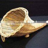 RH-YF22 Thanksgiving Decorattan Cornucopia Horn Shape Wall Hanging Flower Rattan Basket thumbnail-3