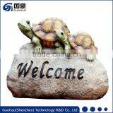 Welcome Sign Rock With Tortoise Garden Statue thumbnail-1